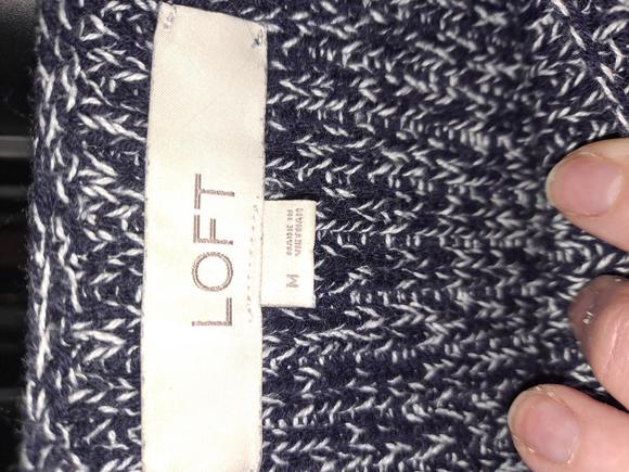 Loft Black and White Marled Scoop Neck Sweater Size Medium - Picture 4 of 6